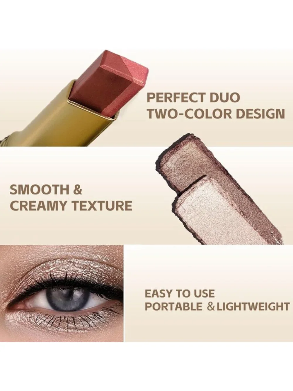 Glitter Eye Shadow Stick Set - 6 Pcs Shimmer Waterproof Long-Lasting Makeup Gift